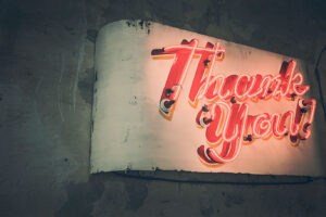 Neon thank you sign