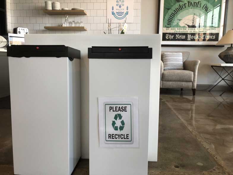Trash and Recycling bins at EnviroForensics Headquarters.