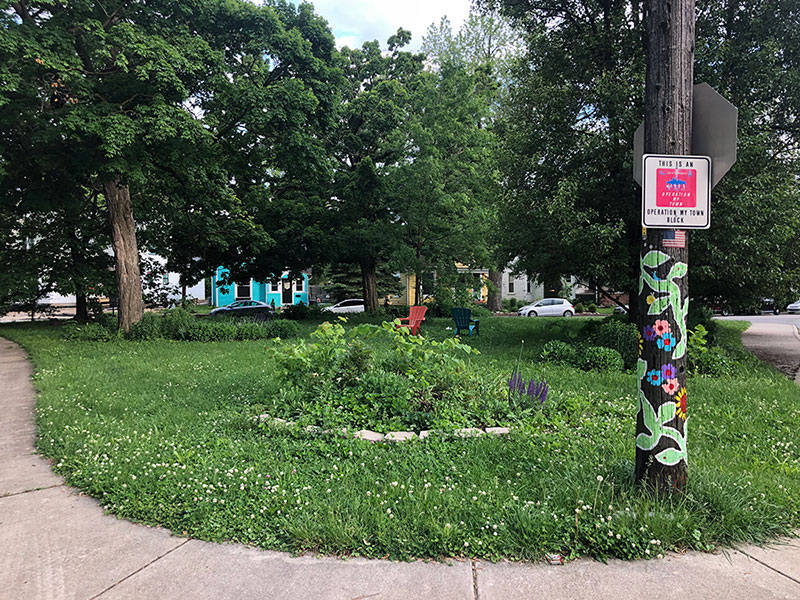 Triangle Park in the Windsor Park neighborhood in Indianapolis, Indiana